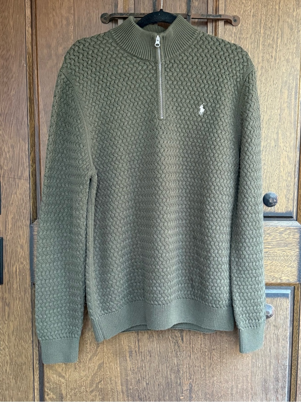 Polo by Ralph Lauren Olive Green Half-Zip Textured Sweater Size S
